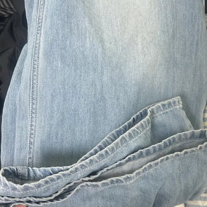 [BUNJANG] Facade Pattern Summer Wide Denim Vintage Indigo L Pants / 파사드패턴 썸머 와이드 데님 빈티지 인디고 L