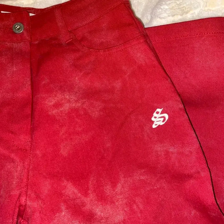 [BUNJANG] 샐러드볼즈 Tie-dye Red Jeans / 샐러드볼즈 타이다이 레드진
