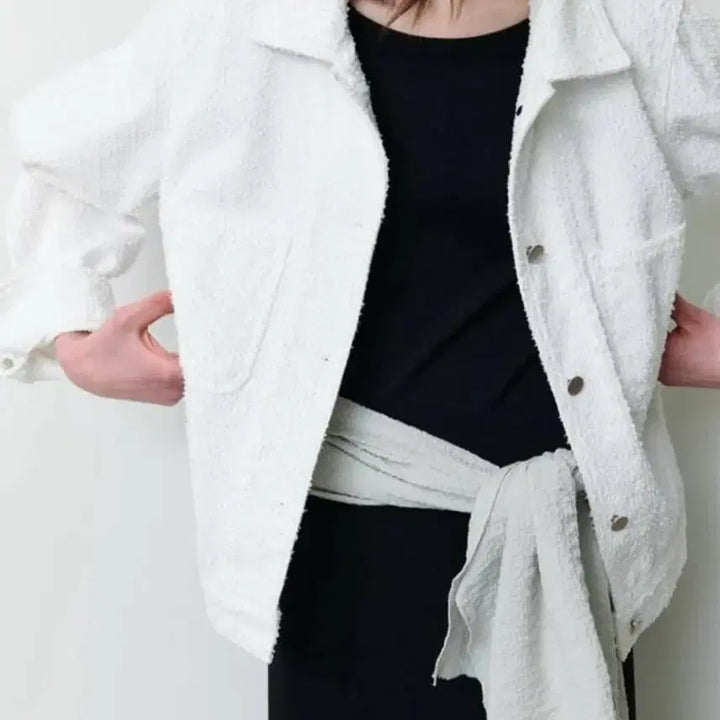 [BUNJANG] LETTER White Cotton Damage Jacket / 레터 LETTER 데미지 면자켓