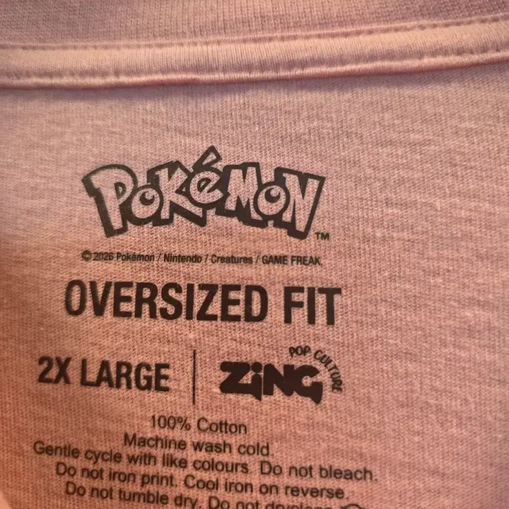 [BUNJANG] Pokemon Eevee Oversized Fit Pink T-shirt / 포켓몬스터. 이브이. 오버사이즈 핏. 핑크 티셔츠 .