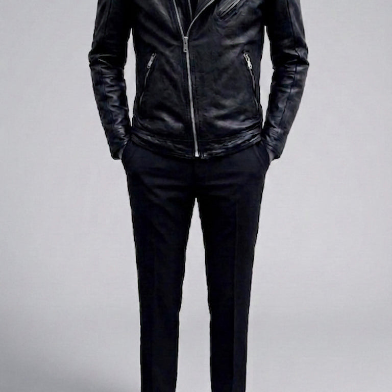 [BUNJANG] Selectizm Italian Lambskin Asymmetrical Double Zipper Blouson Jacket / 셀렉티즘/이태리 양가죽 사선 이중지퍼 라이더 블루종 자켓 /L[103]