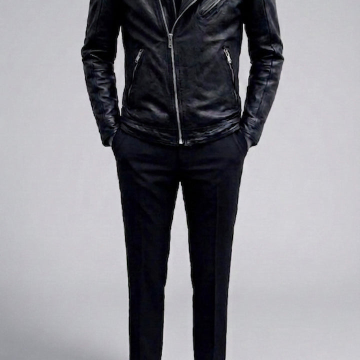 [BUNJANG] Selectizm Italian Lambskin Asymmetrical Double Zipper Blouson Jacket / 셀렉티즘/이태리 양가죽 사선 이중지퍼 라이더 블루종 자켓 /L[103]