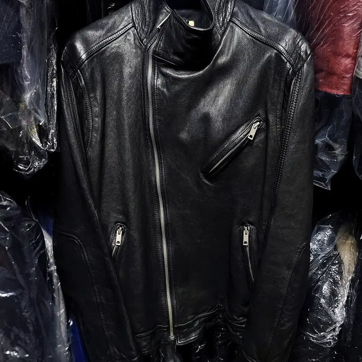 [BUNJANG] Selectizm Italian Lambskin Asymmetrical Double Zipper Blouson Jacket / 셀렉티즘/이태리 양가죽 사선 이중지퍼 라이더 블루종 자켓 /L[103]