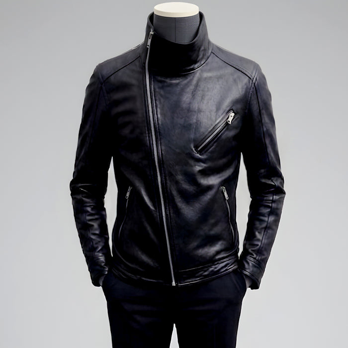 [BUNJANG] Selectizm Italian Lambskin Asymmetrical Double Zipper Blouson Jacket / 셀렉티즘/이태리 양가죽 사선 이중지퍼 라이더 블루종 자켓 /L[103]