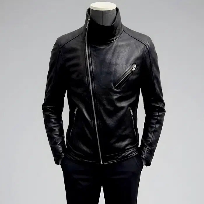 [BUNJANG] Selectizm Italian Lambskin Asymmetrical Double Zipper Blouson Jacket / 셀렉티즘/이태리 양가죽 사선 이중지퍼 라이더 블루종 자켓 /L[103]