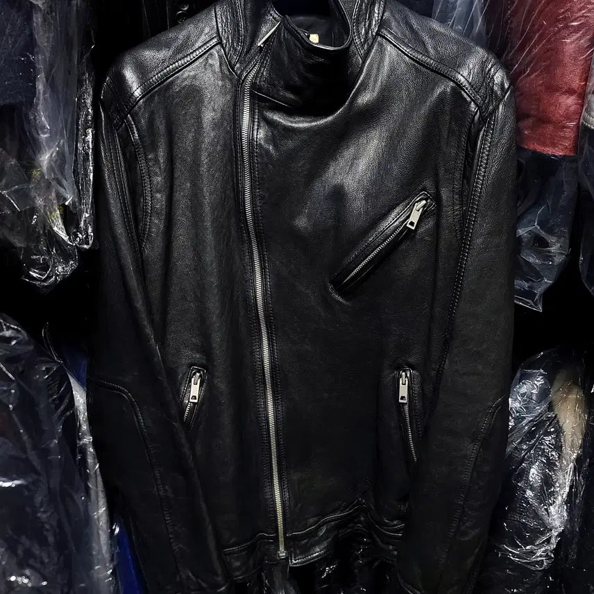 [BUNJANG] Selectizm Italian Lambskin Asymmetrical Double Zipper Blouson Jacket / 셀렉티즘/이태리 양가죽 사선 이중지퍼 라이더 블루종 자켓 /L[103]