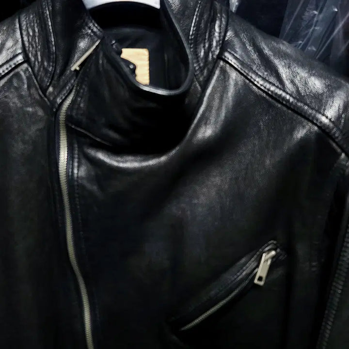 [BUNJANG] Selectizm Italian Lambskin Asymmetrical Double Zipper Blouson Jacket / 셀렉티즘/이태리 양가죽 사선 이중지퍼 라이더 블루종 자켓 /L[103]