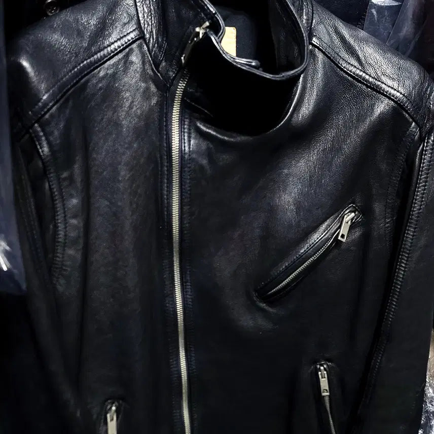 [BUNJANG] Selectizm Italian Lambskin Asymmetrical Double Zipper Blouson Jacket / 셀렉티즘/이태리 양가죽 사선 이중지퍼 라이더 블루종 자켓 /L[103]