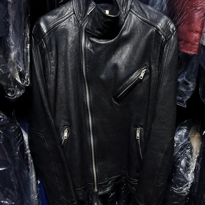 [BUNJANG] Selectizm Italian Lambskin Asymmetrical Double Zipper Blouson Jacket / 셀렉티즘/이태리 양가죽 사선 이중지퍼 라이더 블루종 자켓 /L[103]
