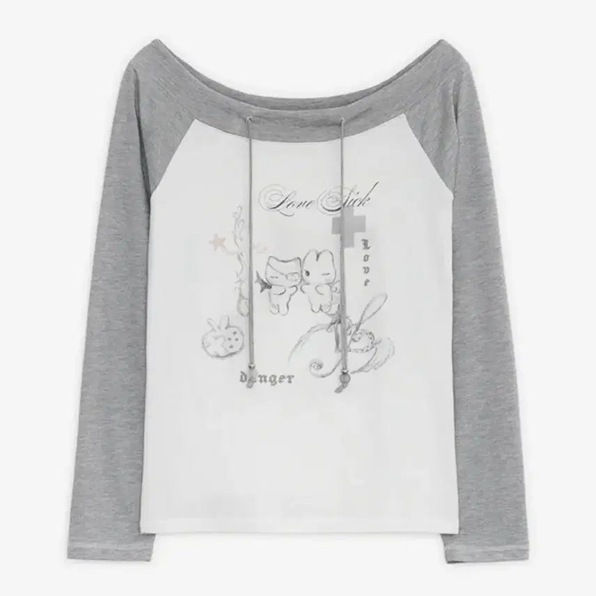 [BUNJANG] Hug Your Skin Love Chic Drawing Off-shoulder Top Ivory / 허그유어스킨 러브 시크 드로잉 오프숄더 탑 아이보리