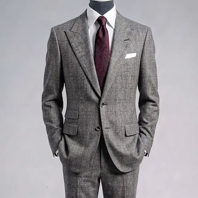 [BUNJANG] Vanhart di Albazar Luigi Botto Burgundy Glen Check Peak Lapel Suit / 반하트 /이태리 루이지보또 버건디 글렌 체크 피크드라펠 수트/100,32