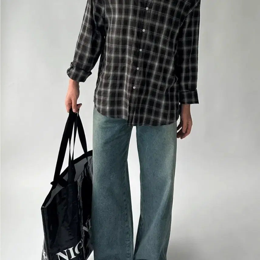 [BUNJANG] Dioff Weare Formal Check Shirt (Brown, Free Size) / 디오프-웨르포멀체크셔츠