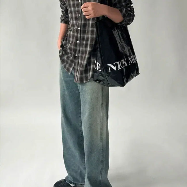 [BUNJANG] Dioff Weare Formal Check Shirt (Brown, Free Size) / 디오프-웨르포멀체크셔츠