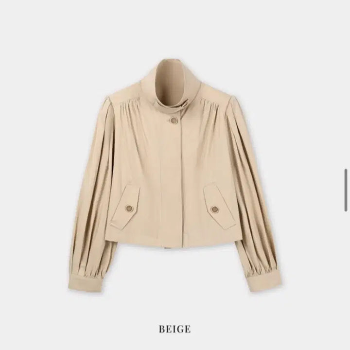 [BUNJANG] Rinnina Cotton High Neck Jacket (Beige) / 코이 코튼 하이넥 자켓(베이지)
