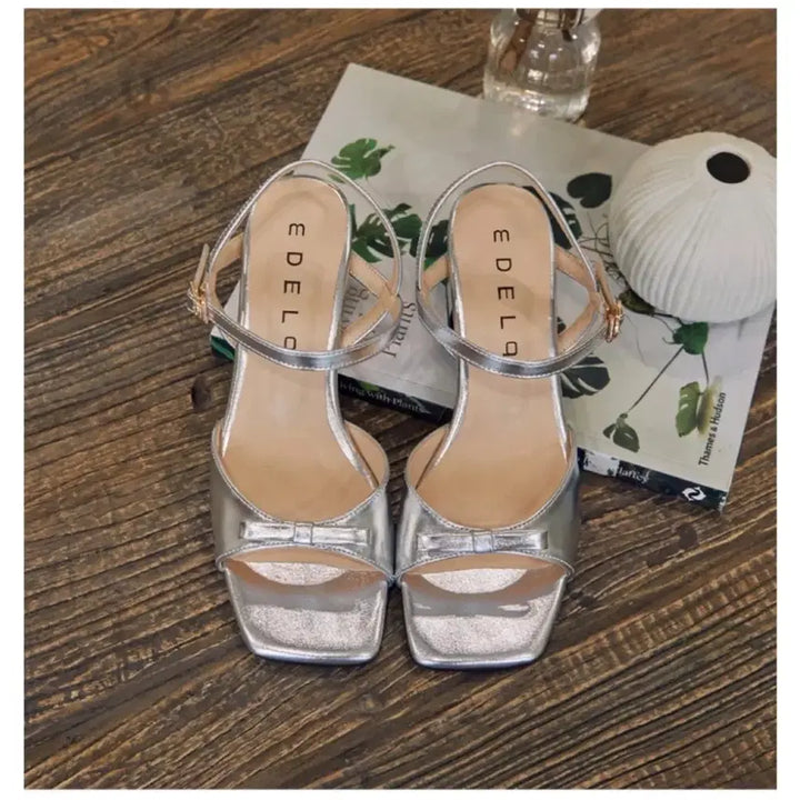 [BUNJANG] Edel Ribbon Strap Sandals Silver Size 230 / 에델 리본 스트랩 샌들 실버 230사이즈 새상품