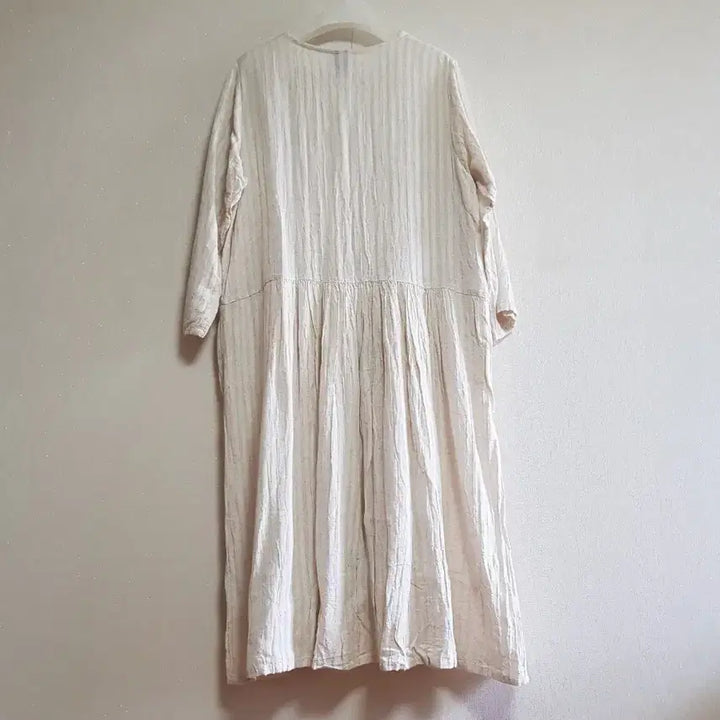 [BUNJANG] Ivory Long Striped V-neck Dress / 시원한 원피스