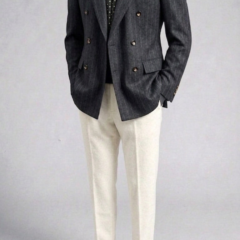 [BUNJANG] Galaxy Charcoal Gray Wool Cashmere Double Breasted Blazer Jacket / 갤럭시/차콜그레이 플란넬 울캐시미어 더블 브레스티드 블레이져 자켓/103
