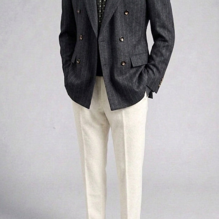 [BUNJANG] Galaxy Charcoal Gray Wool Cashmere Double Breasted Blazer Jacket / 갤럭시/차콜그레이 플란넬 울캐시미어 더블 브레스티드 블레이져 자켓/103