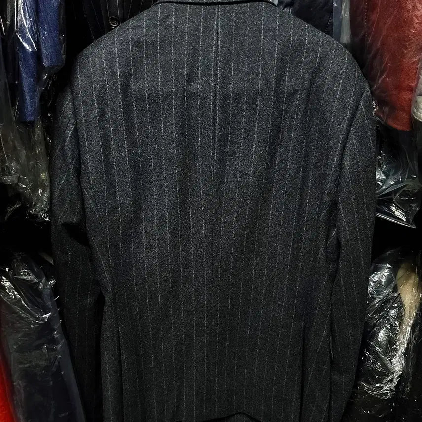 [BUNJANG] Galaxy Charcoal Gray Wool Cashmere Double Breasted Blazer Jacket / 갤럭시/차콜그레이 플란넬 울캐시미어 더블 브레스티드 블레이져 자켓/103