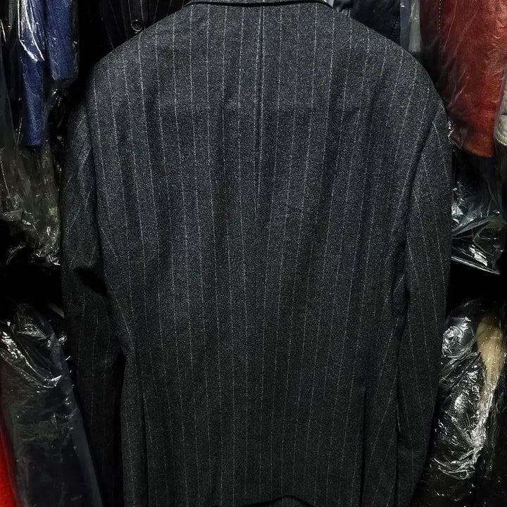 [BUNJANG] Galaxy Charcoal Gray Wool Cashmere Double Breasted Blazer Jacket / 갤럭시/차콜그레이 플란넬 울캐시미어 더블 브레스티드 블레이져 자켓/103