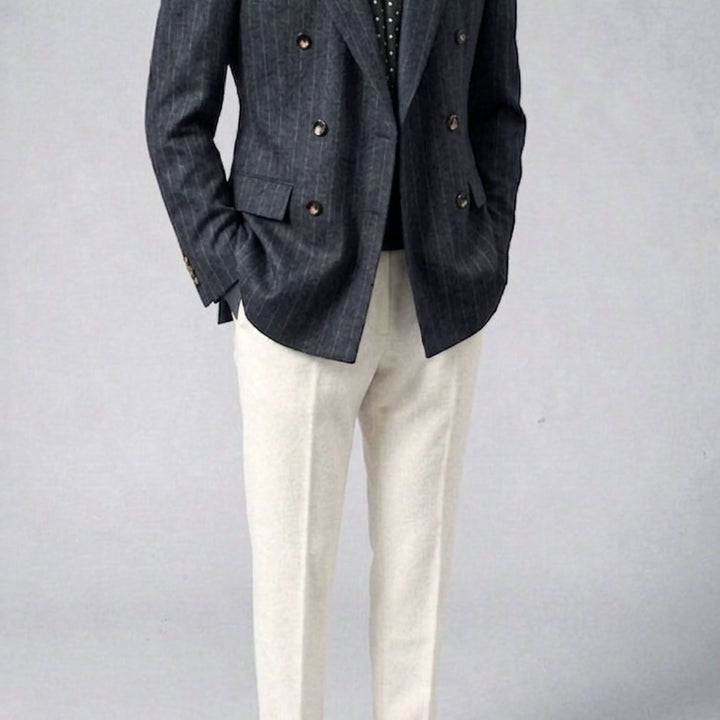 [BUNJANG] Galaxy Charcoal Gray Wool Cashmere Double Breasted Blazer Jacket / 갤럭시/차콜그레이 플란넬 울캐시미어 더블 브레스티드 블레이져 자켓/103