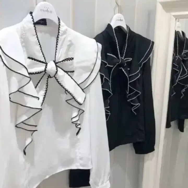 [BUNJANG] Evelyn Frill Ribbon Bow Blouse White / 에블린 프릴 리본 보우타이 블라우스 |스나계 양산형 지뢰계 grl 로지타