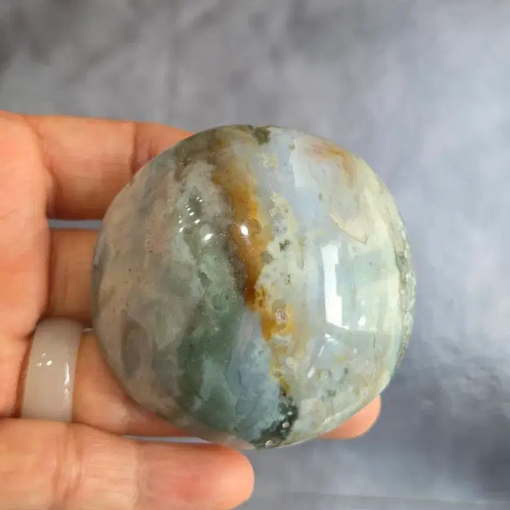 [BUNJANG] Ocean Jasper Palm Stone / 은은한 바다빛 힐링 원석, 오션 재스퍼 팜스톤 2개 세트