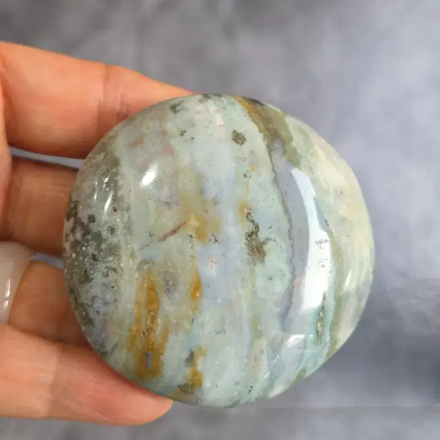[BUNJANG] Ocean Jasper Palm Stone / 은은한 바다빛 힐링 원석, 오션 재스퍼 팜스톤 2개 세트