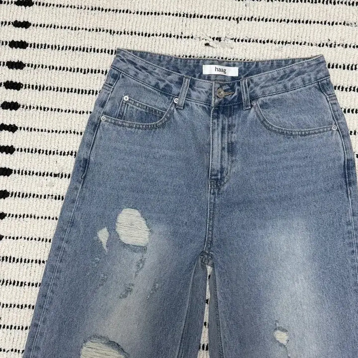 [BUNJANG] Haag Destroyed Denim Jeans M Light Blue / Haag (헤이그) a destroyed denim