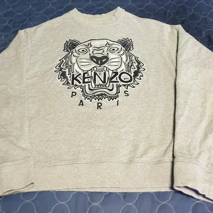 [BUNJANG] Kenzo Tiger Embroidered Crewneck Sweatshirt (Gray, S) / 겐조 바시티 풀오버 타이거 자수로고 맨투맨 그레이 (S)