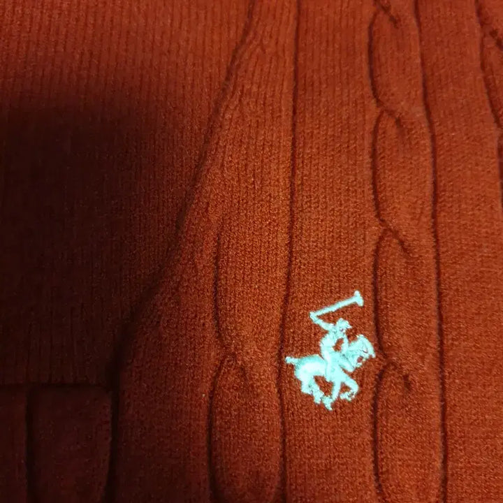 [BUNJANG] Beverly Hills Polo Club Cable High-Neck Half Zip Knit Sweater (Red, S) / 비버리힐스폴로클럽 케이블 하이넥 딱붙핏 하프집업 니트 레드(S)