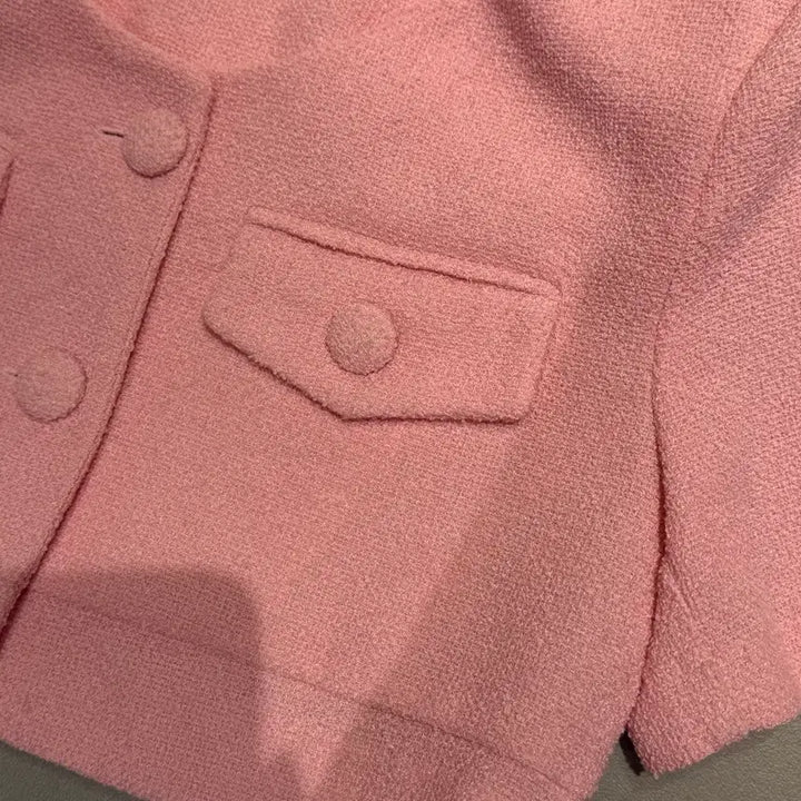 [BUNJANG] Rivercity Abley Crop Tweed Short-Sleeve Jacket / 리버시티 에이블리 크롭 트위드 반팔자켓
