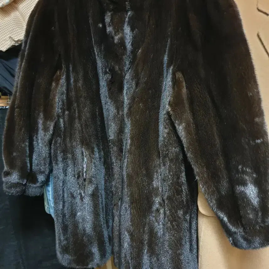 [BUNJANG] Jindo Blackgama Mink Fur Coat Dark Brown / 진도 블랙그라마 밍크모피 코트 다크브라운 (94-106-165)