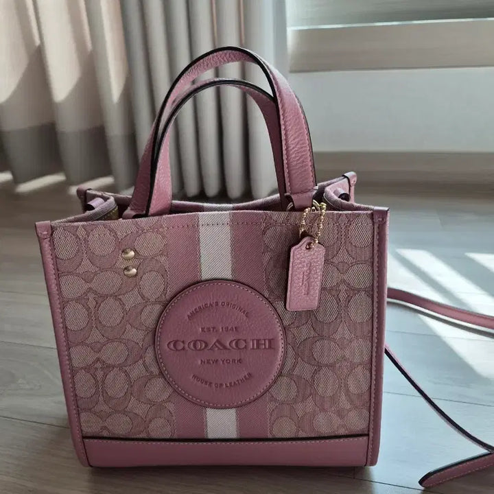 [BUNJANG] Coach Pink Signature Stripe Tote Bag / 코치 핑크 시그니처 토트백