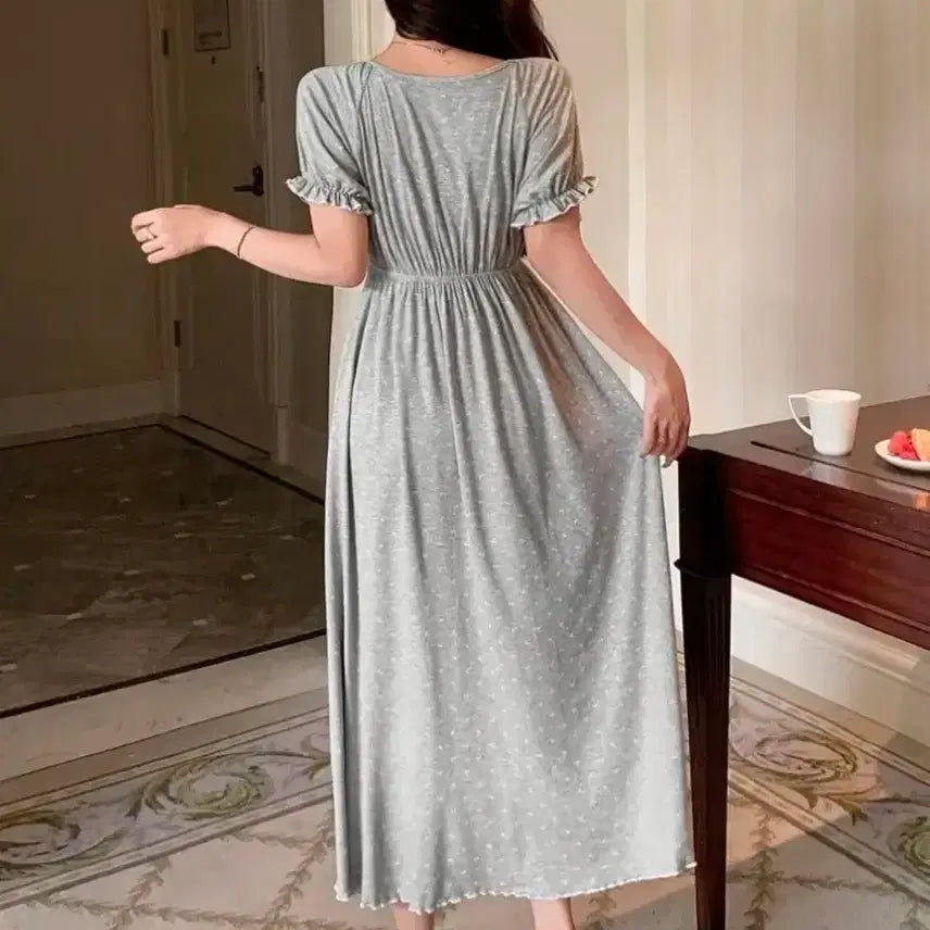 [BUNJANG] Dot Lace Pajama Dress Long Dress / [새상품/원가 3.1] 도트 레이스 잠옷 원피스 롱원피스