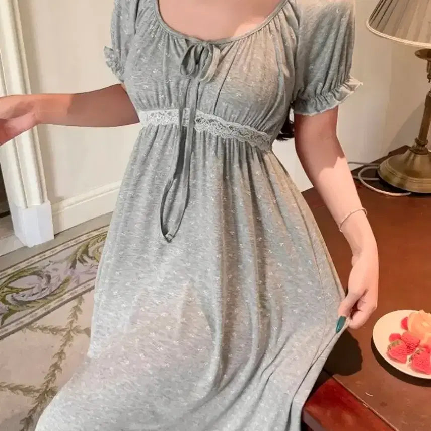 [BUNJANG] Dot Lace Pajama Dress Long Dress / [새상품/원가 3.1] 도트 레이스 잠옷 원피스 롱원피스