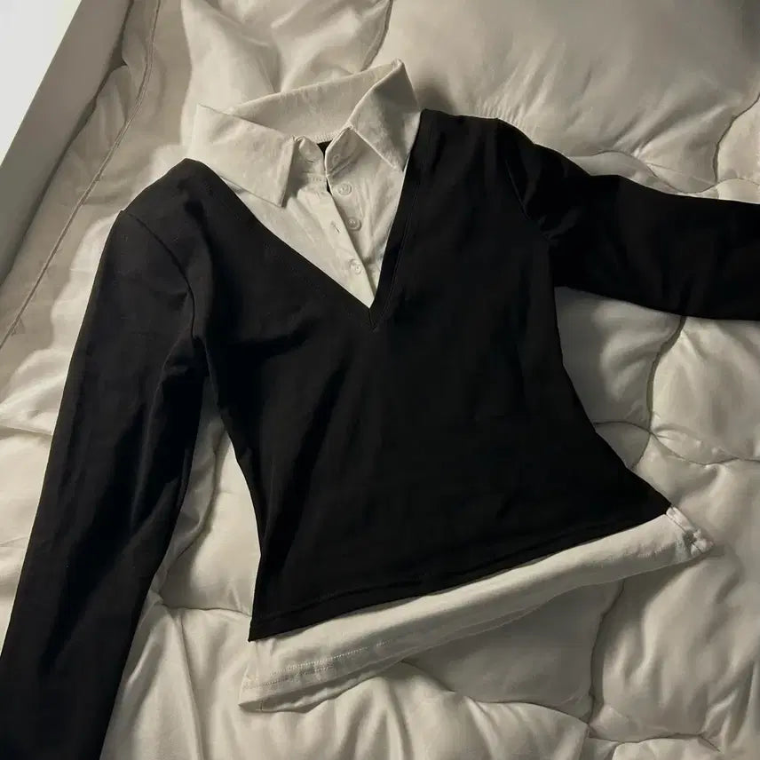 [BUNJANG] Layered Long-Sleeve T-Shirt / [새상품] 레이어드 긴팔티