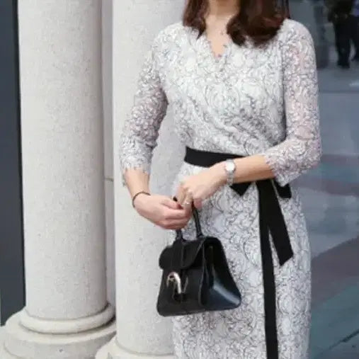 [BUNJANG] Ashberry Lace Wrap Dress - Gray / ashberry 애쉬베리 레이스랩 원피스 -그레이