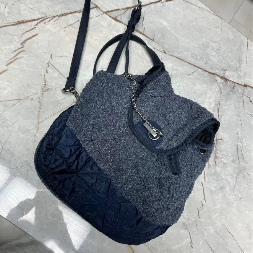 [BUNJANG] ZARA Tweed Chain Mini Backpack / ZARA 트위드 체인 미니 백팩