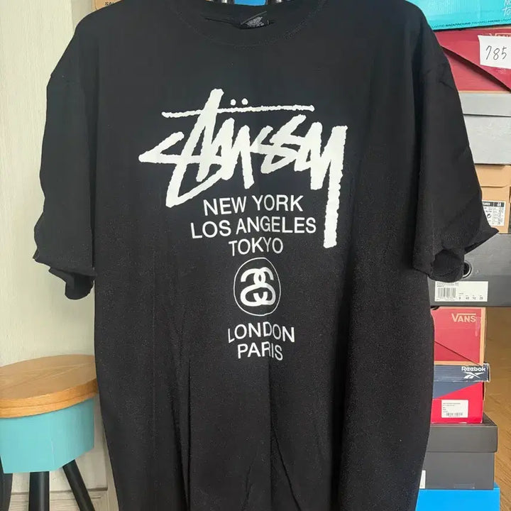 [BUNJANG] Stussy World Tour T-shirt Black / [XL]스투시 월드 투어 티셔츠 블랙