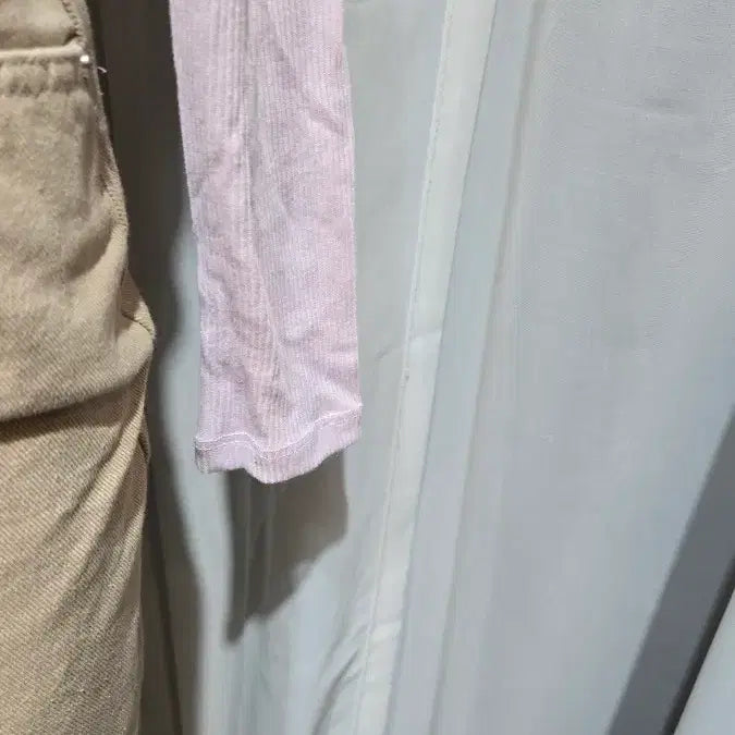 [BUNJANG] Short Ruffle Detail Ribbed Knit Top / 양쪽셔링 쇼트 골지 연보라 긴팔