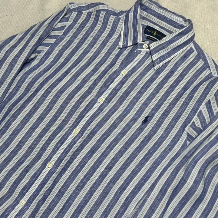[BUNJANG] Polo Ralph Lauren Classic Fit Stripe Linen Shirt / 폴로랄프로렌 클래식 핏 스트라이프 린넨 셔츠 S