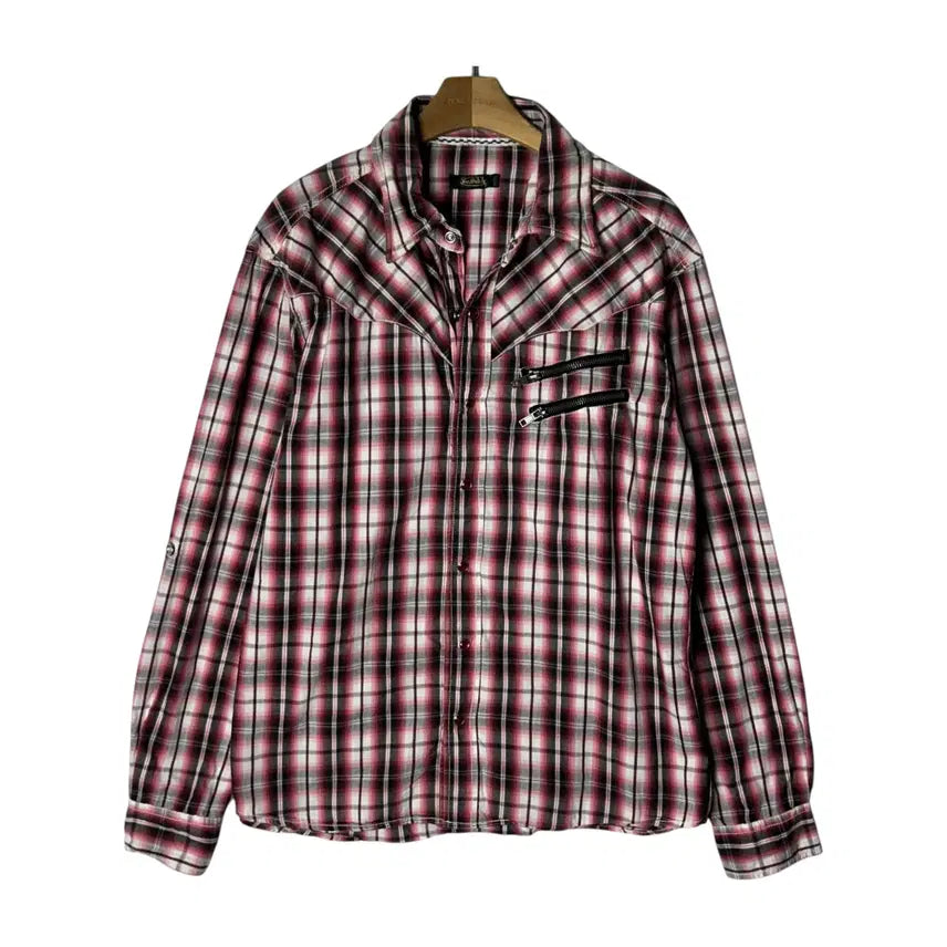 [BUNJANG] [Von Dutch] 본더치 펑크 웨스턴 지퍼 체크셔츠 / [Von Dutch] 본더치 펑크 웨스턴 지퍼 체크셔츠