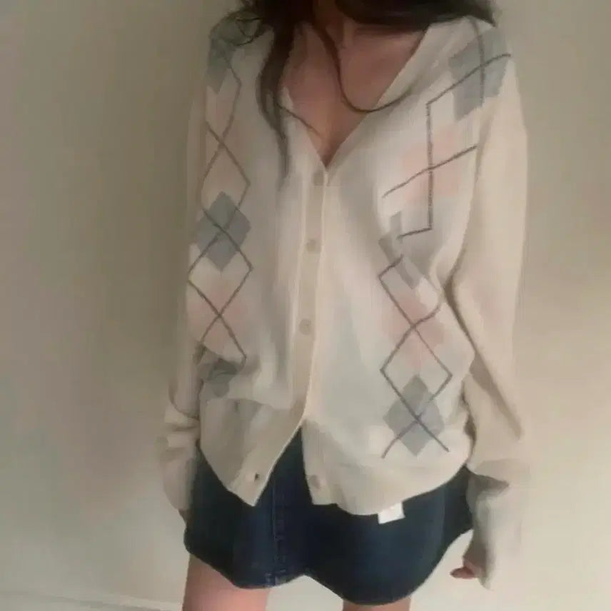 [BUNJANG] Poster Argyle Cardigan / [새상품/원가 9.1] 포스터 아가일 가디건 플랫퍼