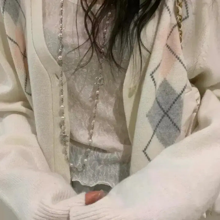 [BUNJANG] Poster Argyle Cardigan / [새상품/원가 9.1] 포스터 아가일 가디건 플랫퍼