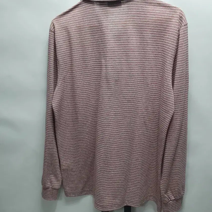 [BUNJANG] BOGNER Linen Striped Long Sleeve Polo Shirt (Size 100) / 보그너 린넨 긴팔 카라티 스트라이프 티셔츠 100
