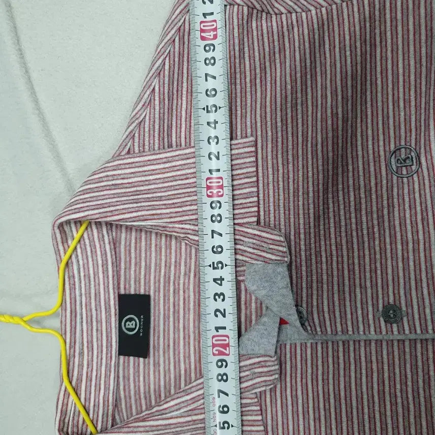 [BUNJANG] BOGNER Linen Striped Long Sleeve Polo Shirt (Size 100) / 보그너 린넨 긴팔 카라티 스트라이프 티셔츠 100