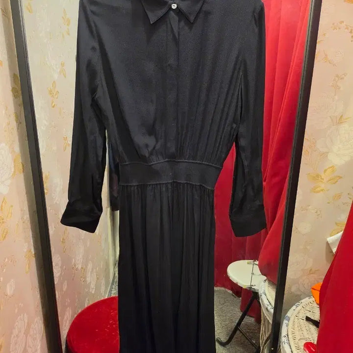 [SOLD OUT] 7/49 Theory 띠어리 블랙 롱 셔츠 원피스