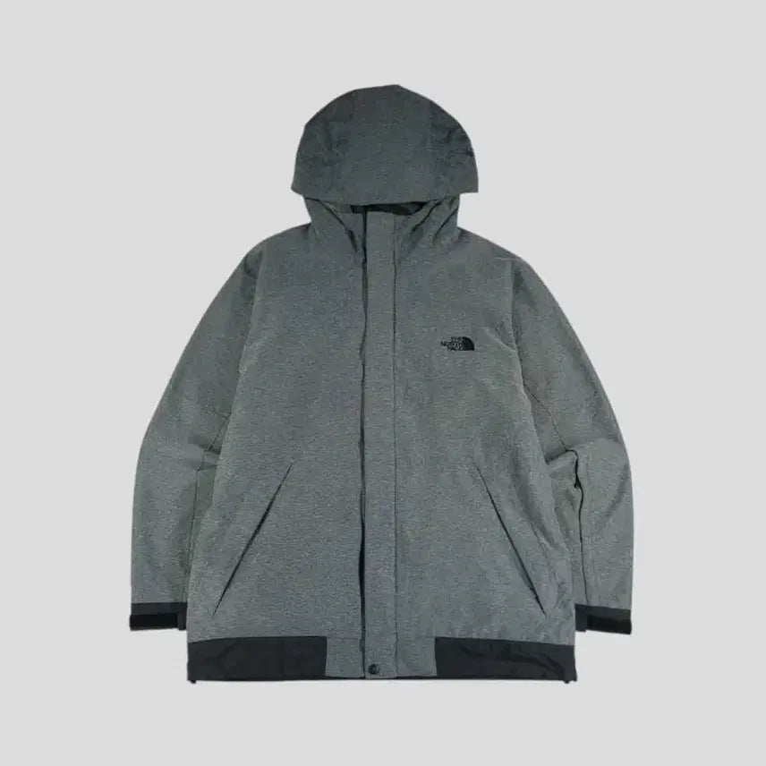 [BUNJANG] The North Face Deep Gray Black Two-Way Zipper Ski/Snowboard Jacket / 노스페이스 JP 딥그레이 블랙 배색 로고 투웨이지퍼 스키복 보드복 후드