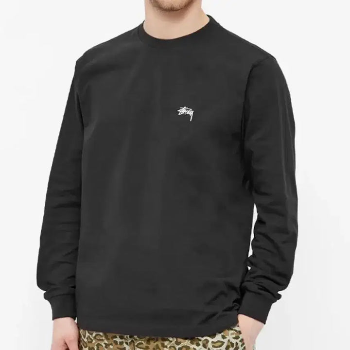 [BUNJANG] Stussy Embroidered Logo Long Sleeve T-shirt / [XL]스투시 자수로고 롱슬리브 블랙 먹색